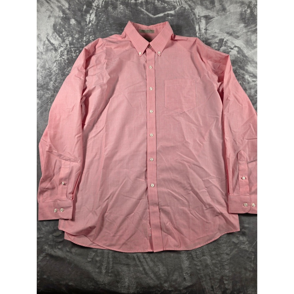 L.L. Bean Button Down Shirt Mens L Pink‎ Poplin Wrinkle Resistant Cotton